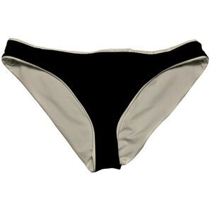 Becca Shirred Back Bikini Bottom Size L Black w White Trim American Fit NEW